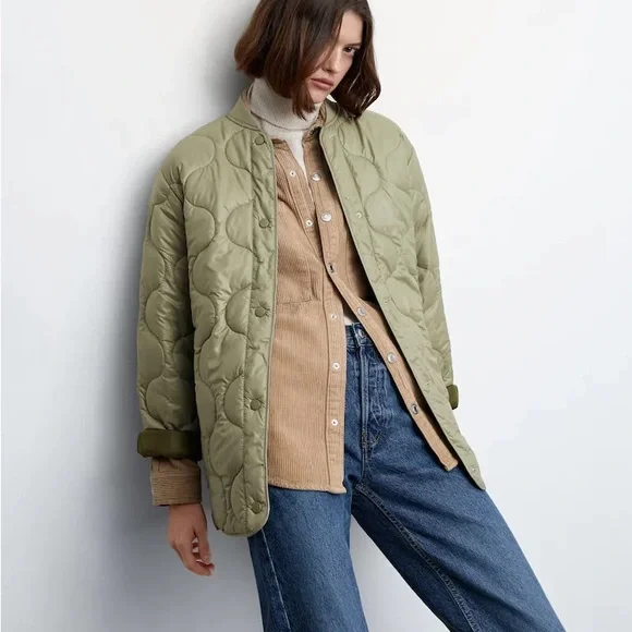 Mango MNG satin quilted padded blogger favorite puffer jacket water repellent - Picture 3 of 9